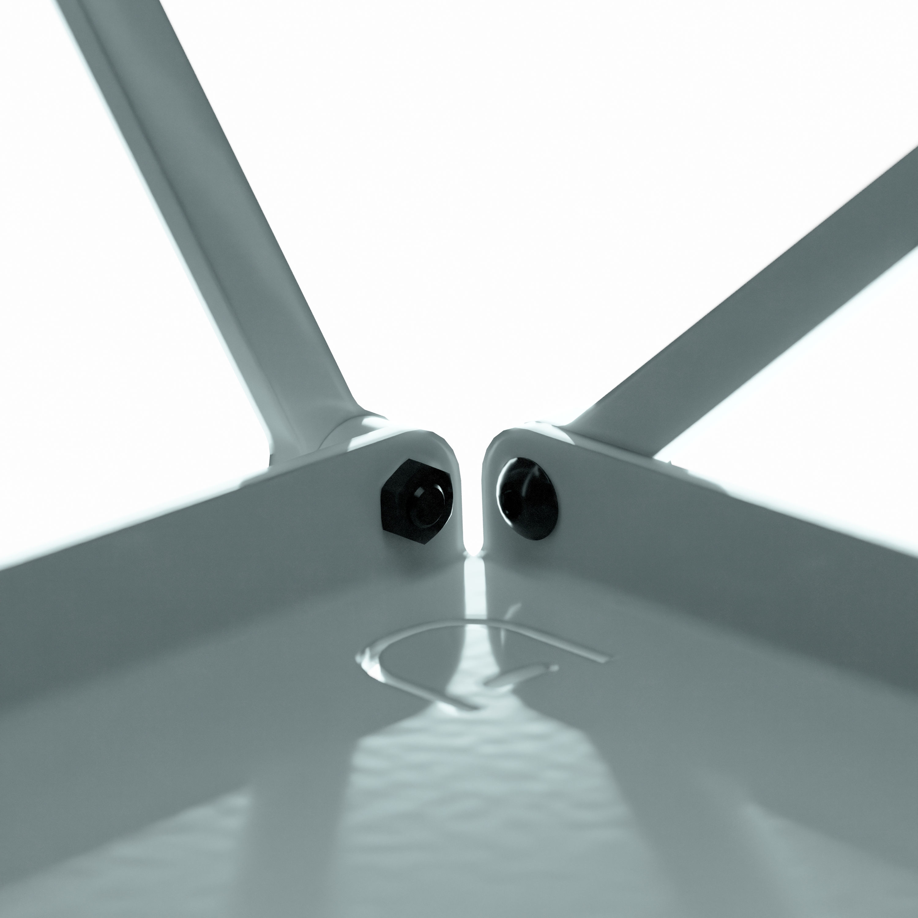 A close-up of a cassette shelf showing the steel struts and hardware