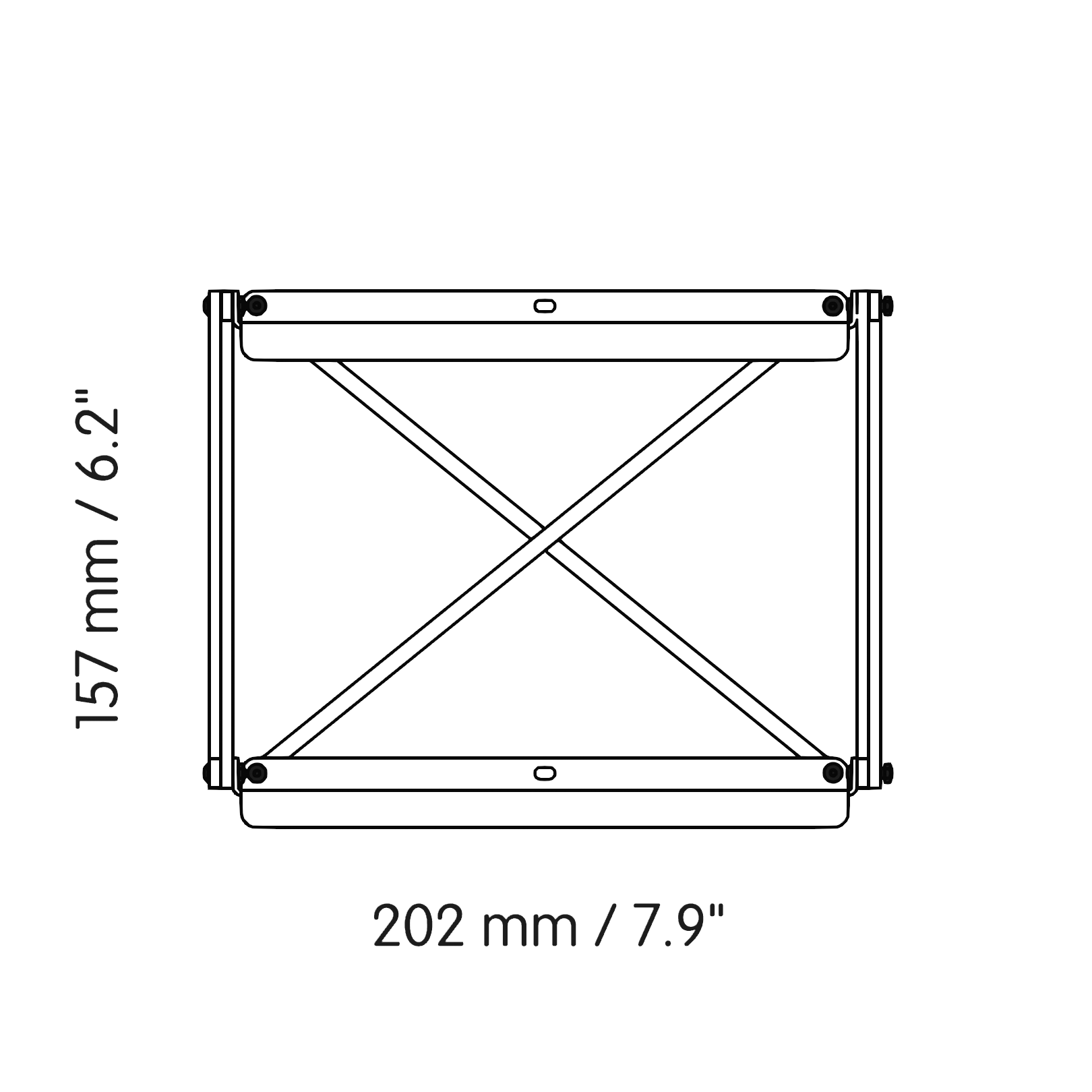 Dimensions diagram for a 1x1 cassette shelf